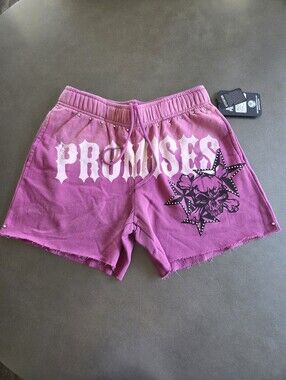 Broken Promises Subculture Pink Studded Skull Sweat Shorts Size Medium NWT Y2K